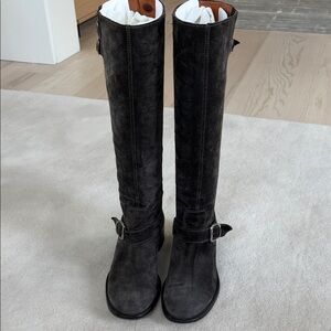 Loeffler Randall Dark Gray Suede Knee-High Boots